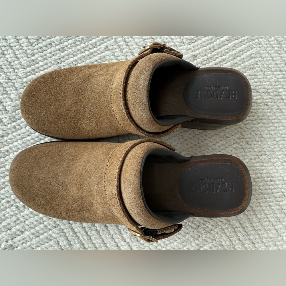 Re/done Classic 70s Suede Clog  Mule Brown sz 39/ 8 US - Picture 4 of 7